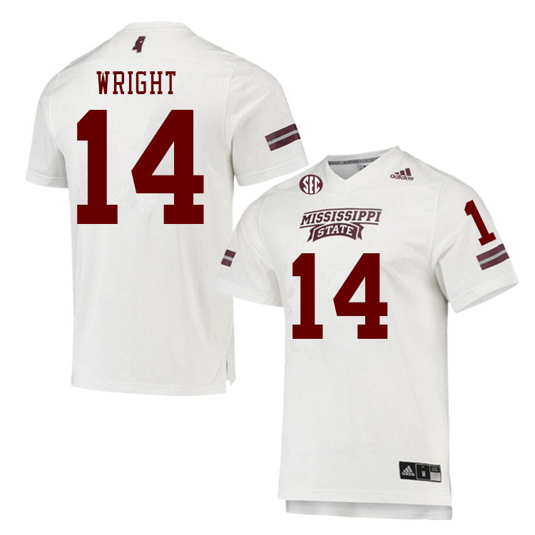Men #14 Mike Wright Mississippi State Bulldogs College Football Jerseys Stitched Sale-White